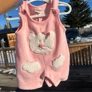 Pink Baby Romper with Bear Design